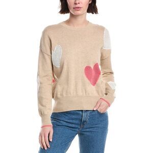Wispr Womens  Quirky Heart Victory Silk-Blend Sweater, Blue